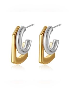 NEW Tina Mini Earrings Two-Tone Mixed Metals Gold Silver Demarson STYLE AU22